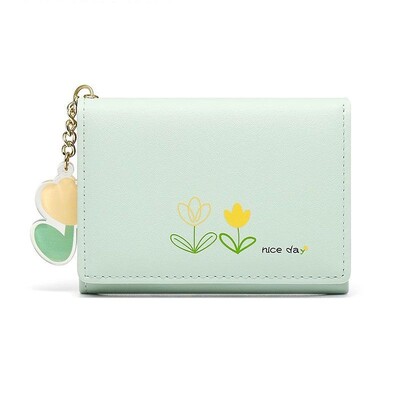 BOMO Portofele drăguțe pentru femei Poșeta cu monede cu imprimeu floral, de designer de modă, din piele PU, portofele drăguțe, portofel scurt pentru carduri