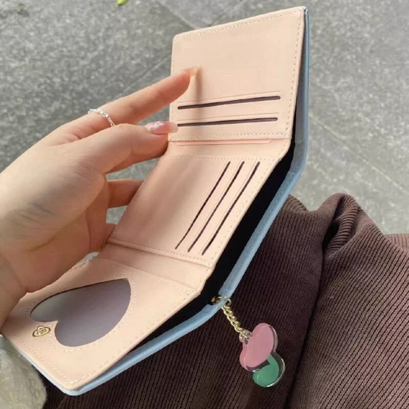 BOMO Portofele drăguțe pentru femei Poșeta cu monede cu imprimeu floral, de designer de modă, din piele PU, portofele drăguțe, portofel scurt pentru carduri