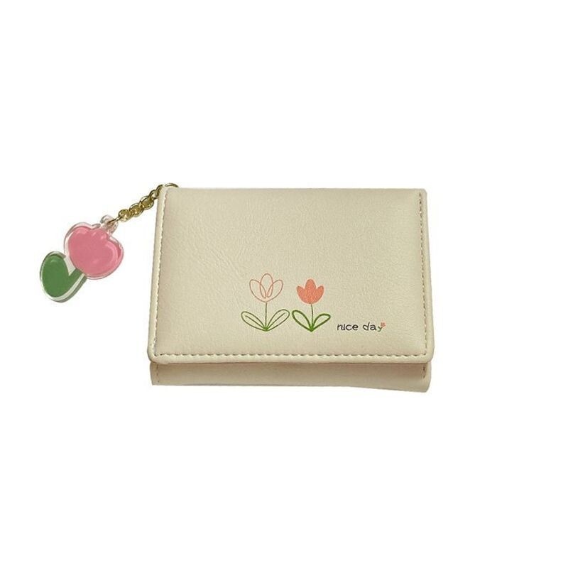 BOMO Portofele drăguțe pentru femei Poșeta cu monede cu imprimeu floral, de designer de modă, din piele PU, portofele drăguțe, portofel scurt pentru carduri