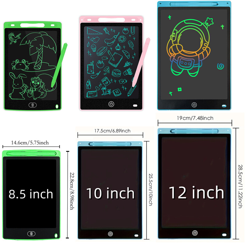 Tabletă de scris LCD de 8,5/10/12 inchi, tablou de schiță portabil cu graffiti, tablă electronică de desen jucărie educațională pentru copii, cel mai bun cadou