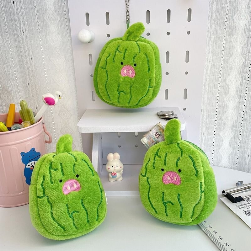 BOMO Cartoon Plush mündirahakott Disainer armas hull rahakott vabaaja multifilmi roheline mõru melon Kotid naistele Trend 2024 kaardi rahakott