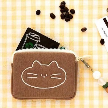 BOMO Сладки портфейли в корейски стил за жени Kawaii Cat Short Version Card Wallet Sweet Girl Cartoon Bags for Women Trend 2024