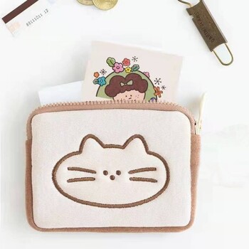 BOMO Сладки портфейли в корейски стил за жени Kawaii Cat Short Version Card Wallet Sweet Girl Cartoon Bags for Women Trend 2024