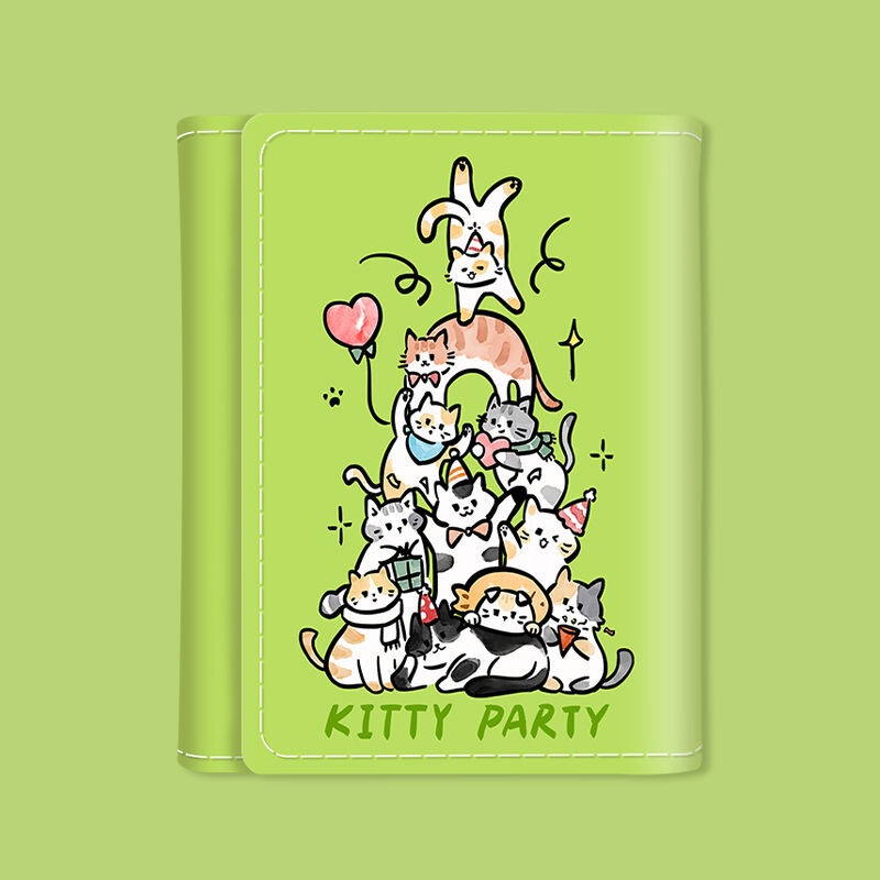 BOMO armsad naiste rahakotid Cartoon Cat Print Ilusad rahakotid Disainer mood Pu-nahast lühike mündikott Kawaii kaardirahakott