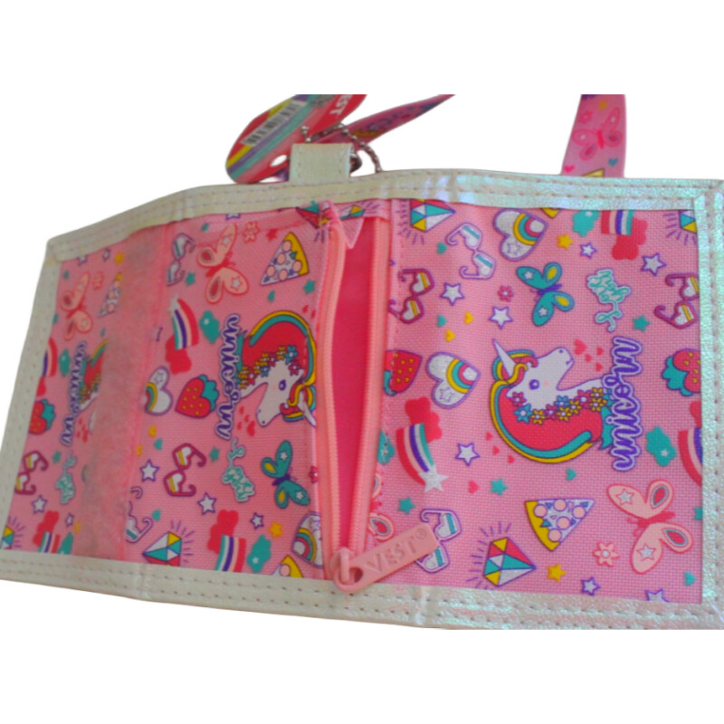 PRSLUK Novčanik za 4-18 godina, novčanik za tinejdžere, džepna kartica s patentnim zatvaračem, novčanik （jednorog boje breskve）