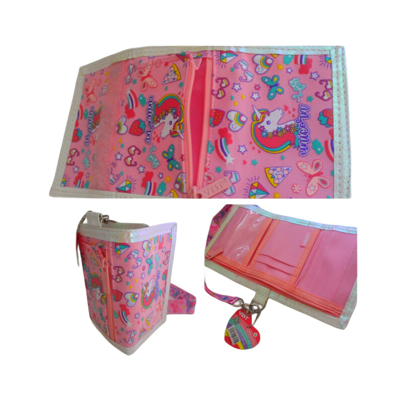 PRSLUK Novčanik za 4-18 godina, novčanik za tinejdžere, džepna kartica s patentnim zatvaračem, novčanik （jednorog boje breskve）