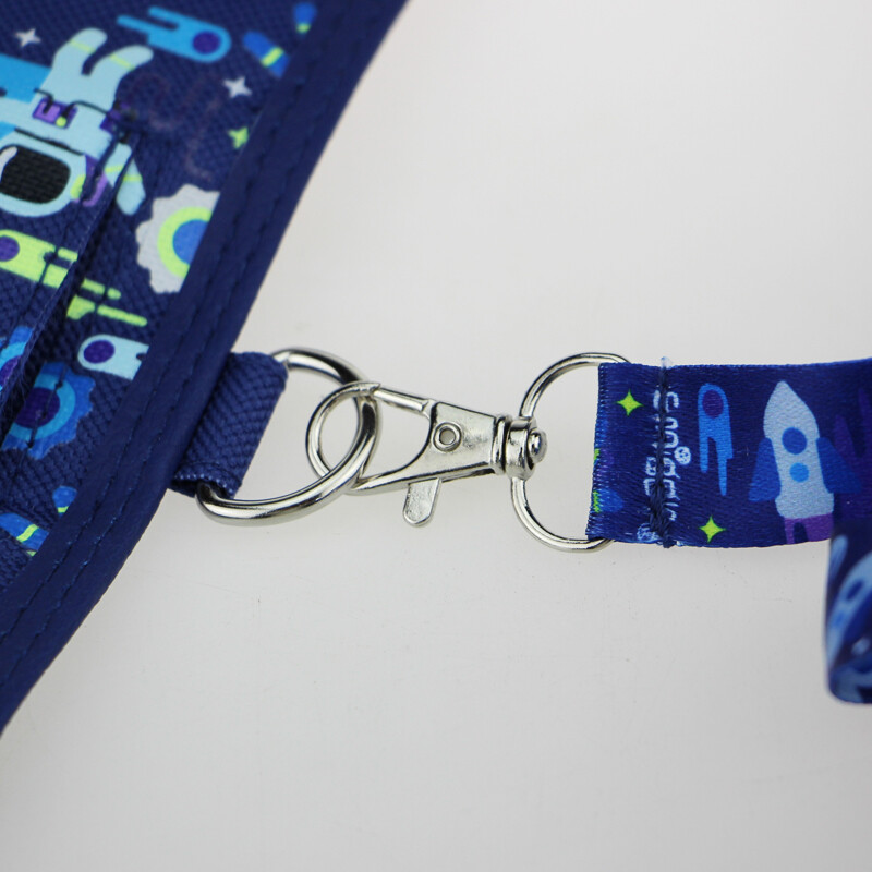 Austraalia Smiggle originaal laste rahakott Kolmekordne nahast rahakott Tumesinine Kosmosemees armas mündikott Poiste kaelapaelaga kaardiümbris