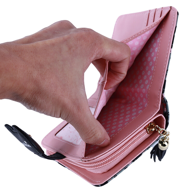 Tutt Cartoon Cat naiste rahakoti trükkimine PU nahast naiste rahakott Kaubamärgi disainiga mündikott Naiste kaardihoidja Armas tüdruku rahakott