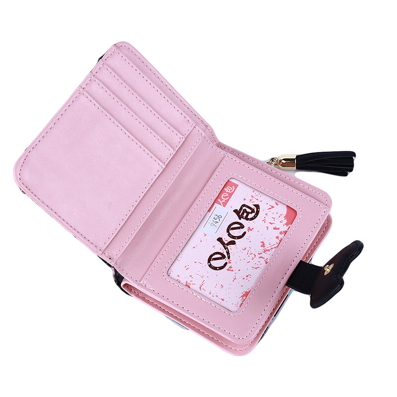 Tutt Cartoon Cat naiste rahakoti trükkimine PU nahast naiste rahakott Kaubamärgi disainiga mündikott Naiste kaardihoidja Armas tüdruku rahakott