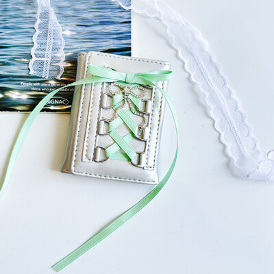 Portofel Y2k în stil coreean pentru femei, fete, curea din PU, cu fixare în trei ori, poșetă cu monede, dulce, multifuncțional, scurtă, cu suport pentru carduri.