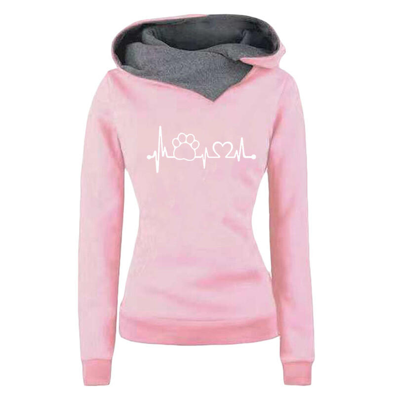 Трансгранична външна търговия есен и зима нов дамски суичър с честота на сърдечната честота с качулка