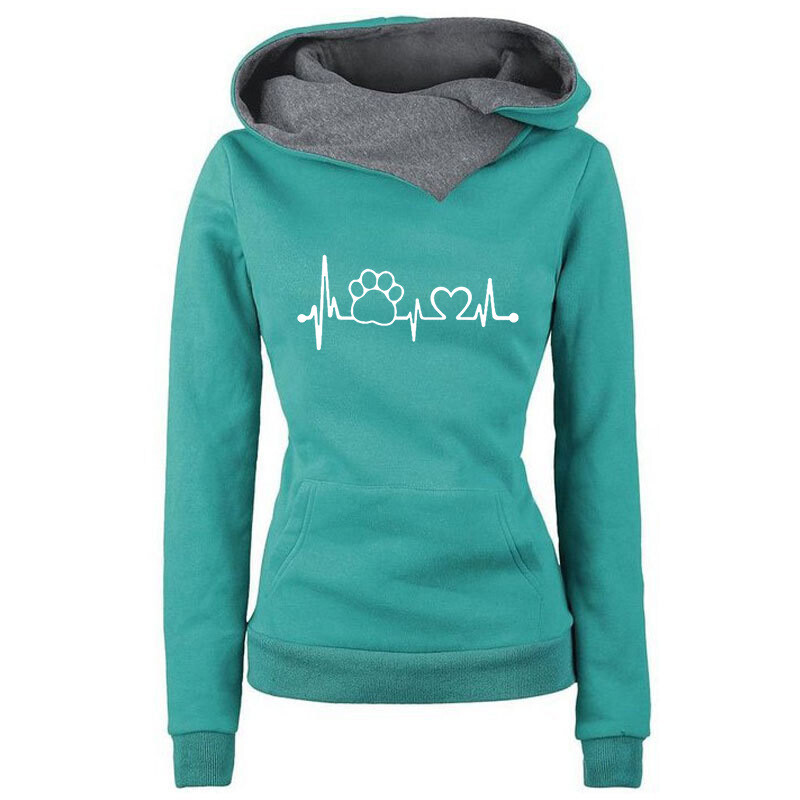 Трансгранична външна търговия есен и зима нов дамски суичър с честота на сърдечната честота с качулка