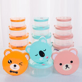 4 τμχ/σετ Παιδικό πλαστικό κουτί Bento Cartoon Εκτύπωση Ιαπωνικό δοχείο αποθήκευσης τροφίμων σε εξωτερικό χώρο Παιδικά μαθητικά σκεύη για μεσημεριανό γεύμα σε φούρνο μικροκυμάτων