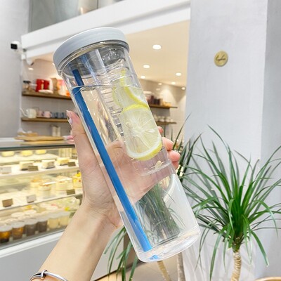 Преносима чаша със сламка с голям капацитет, прозрачна, непропускаща вода чаша с филтър, сладка бутилка за напитки за момчета и момичета