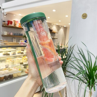 Преносима чаша със сламка с голям капацитет, прозрачна, непропускаща вода чаша с филтър, сладка бутилка за напитки за момчета и момичета