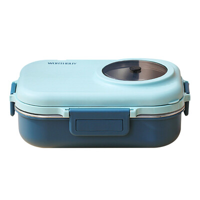 Cutie de prânz Cutii Bento Izolație din oțel inoxidabil pentru copii de școală Lucrător de birou Recipient de prânz cu bol de supă Veselă 1100ml
