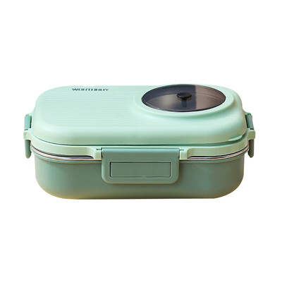 Cutie de prânz Cutii Bento Izolație din oțel inoxidabil pentru copii de școală Lucrător de birou Recipient de prânz cu bol de supă Veselă 1100ml