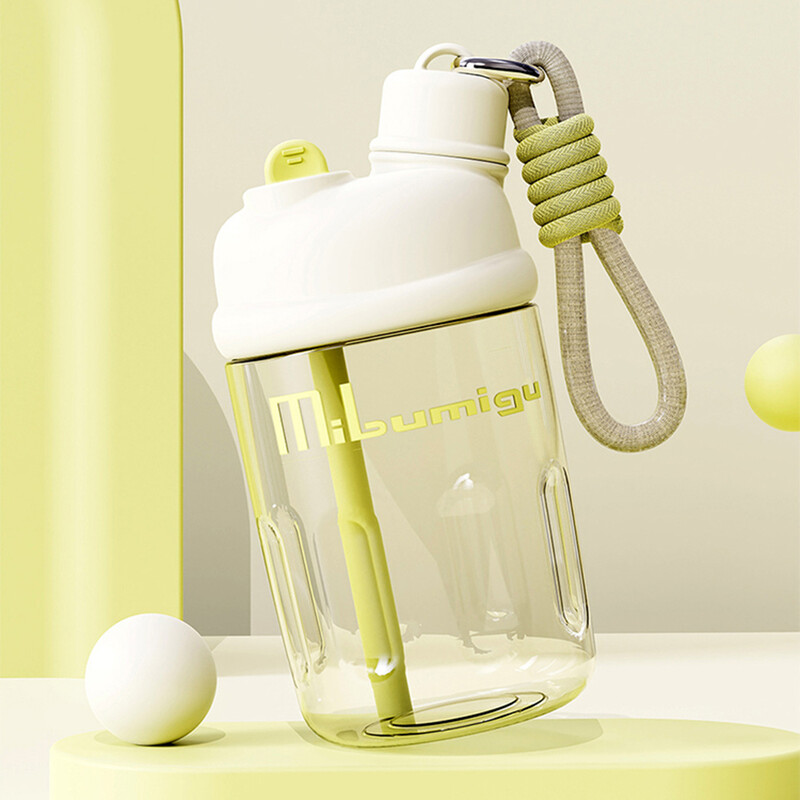 Sticlă de apă cu paie pentru copii, portabilă, reutilizabilă, anti-cădere, fără BPA, Smoothie cu gheață, cafea cu frânghie, ceașcă de băut, cadou pentru copii