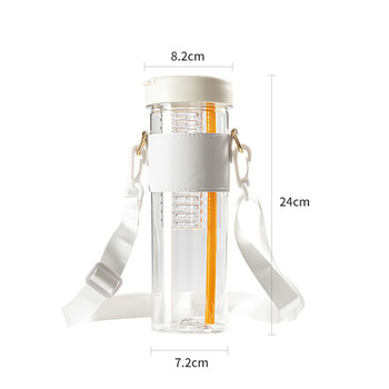 800 ML Голяма вместимост Проста пластмасова бутилка за вода със сламка Преносима мехурчеста чайна инфузер Филтър Момиче Студент Чаша за вода за сок