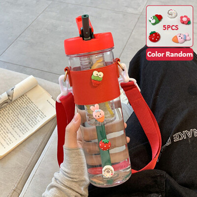 Sticlă de apă simplă din plastic de capacitate mare de 800 ml, cu paie, infuzor portabil de ceai cu bule, filtru de suc pentru studentă, ceașcă de apă de băut