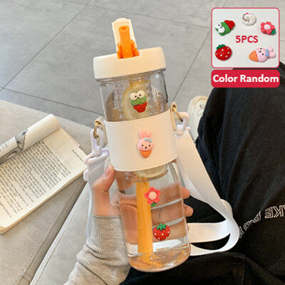 Sticlă de apă simplă din plastic de capacitate mare de 800 ml, cu paie, infuzor portabil de ceai cu bule, filtru de suc pentru studentă, ceașcă de apă de băut