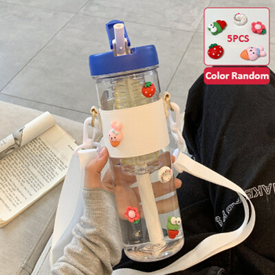 Sticlă de apă simplă din plastic de capacitate mare de 800 ml, cu paie, infuzor portabil de ceai cu bule, filtru de suc pentru studentă, ceașcă de apă de băut
