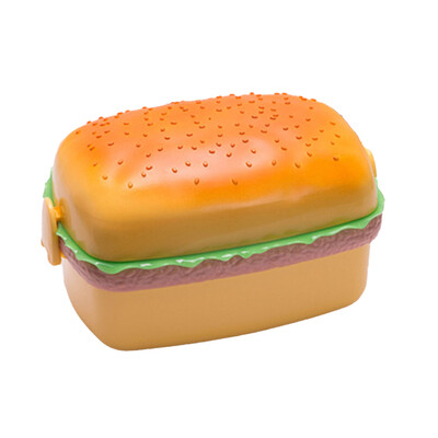 Creative Kid Hamburger Lunch Box Cute Double Tier Burger Bento Box kooli toidukonteinerite lauanõude komplekt kahvliga