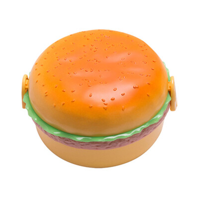 Creative Kid Hamburger Lunch Box Cute Double Tier Burger Bento Box kooli toidukonteinerite lauanõude komplekt kahvliga