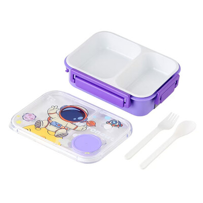 Multifilmi dinosaurusmustriline lõunakarp lastele sektsioonidele Bento kast kahvli lusikaga õpilastele toidukonteiner õues piknikukarp