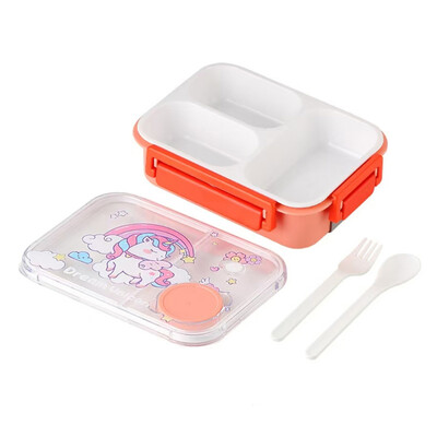 Multifilmi dinosaurusmustriline lõunakarp lastele sektsioonidele Bento kast kahvli lusikaga õpilastele toidukonteiner õues piknikukarp