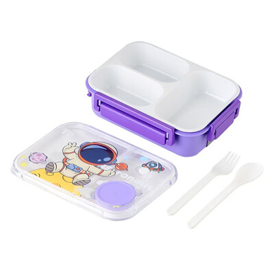 Multifilmi dinosaurusmustriline lõunakarp lastele sektsioonidele Bento kast kahvli lusikaga õpilastele toidukonteiner õues piknikukarp