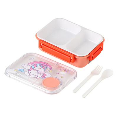 Multifilmi dinosaurusmustriline lõunakarp lastele sektsioonidele Bento kast kahvli lusikaga õpilastele toidukonteiner õues piknikukarp