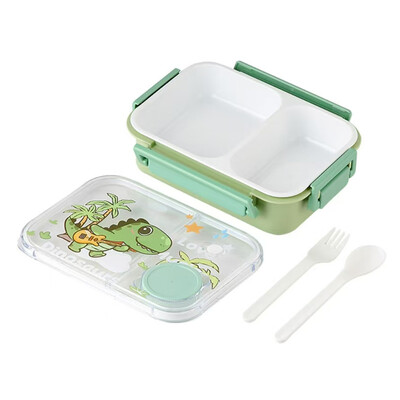 Multifilmi dinosaurusmustriline lõunakarp lastele sektsioonidele Bento kast kahvli lusikaga õpilastele toidukonteiner õues piknikukarp