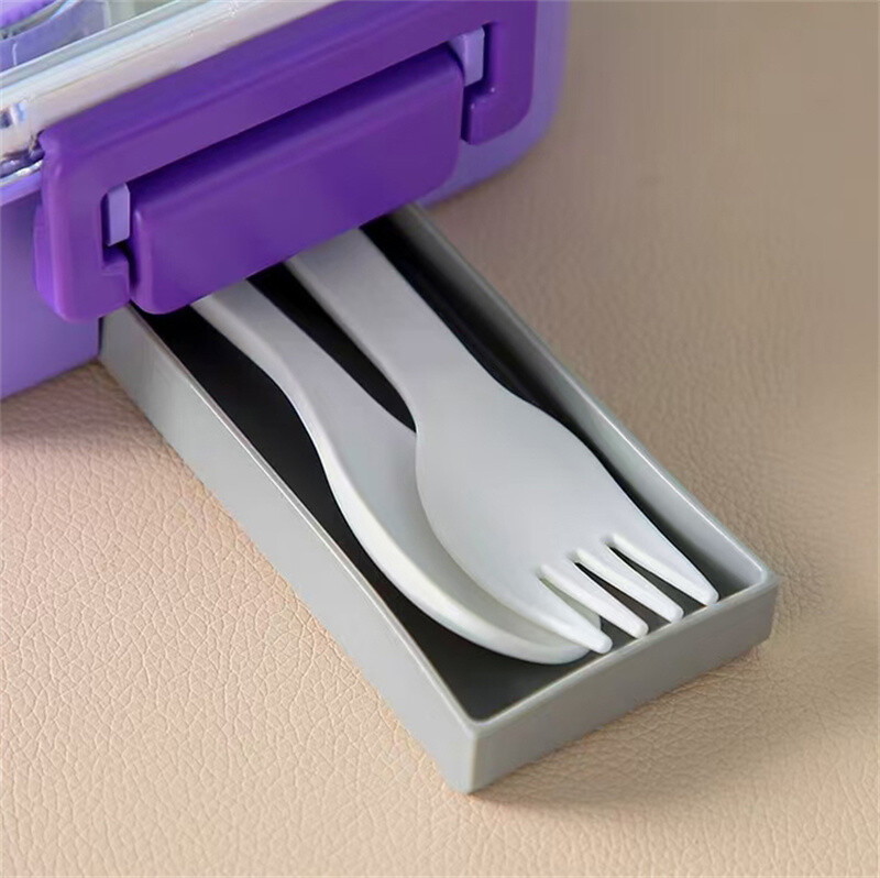 Multifilmi dinosaurusmustriline lõunakarp lastele sektsioonidele Bento kast kahvli lusikaga õpilastele toidukonteiner õues piknikukarp