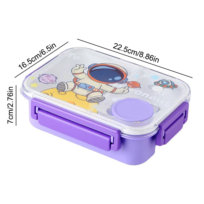 Multifilmi dinosaurusmustriline lõunakarp lastele sektsioonidele Bento kast kahvli lusikaga õpilastele toidukonteiner õues piknikukarp