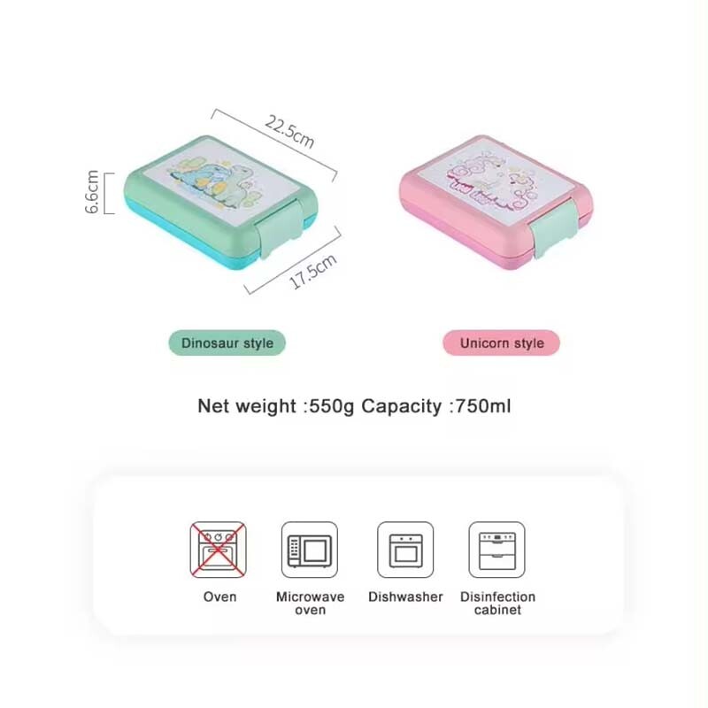 Cutie de prânz cu unicorn din dinozaur, durabil, cutie de prânz cu bisfenol A gratuit pentru cină pentru copii, cutie de prânz pentru bănci pentru adulți și copii