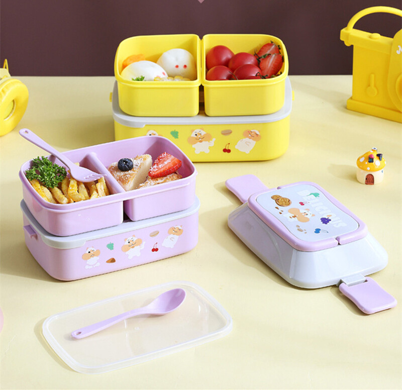 Kawaii kaasaskantav söögikarp tüdrukutele koolilastele plastikust piknikule Bento Box mikrolaineahju toidukarp koos lahtritega hoiukonteinerite