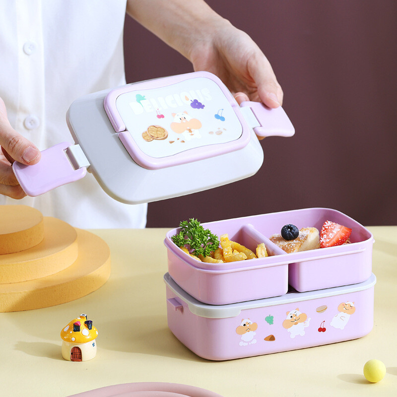 Kawaii kaasaskantav söögikarp tüdrukutele koolilastele plastikust piknikule Bento Box mikrolaineahju toidukarp koos lahtritega hoiukonteinerite