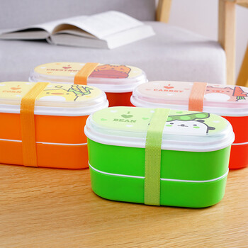 Υψηλής ποιότητας Cartoon Healthy Plastic Bento Box,Φορητό 600ml Lunch Bento Boxes Δοχείο φαγητού Κουτί γεύματος Μαχαιροπήρουνα