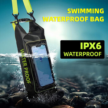 Τσάντα 2L Swimming Dry Touch Screen Outdoor Shoulder Shoulder Kayak Trekking Beach Drifting PVC Pack Rafting Σέρφινγκ για βαρκάδα