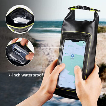 Τσάντα 2L Swimming Dry Touch Screen Outdoor Shoulder Shoulder Kayak Trekking Beach Drifting PVC Pack Rafting Σέρφινγκ για βαρκάδα