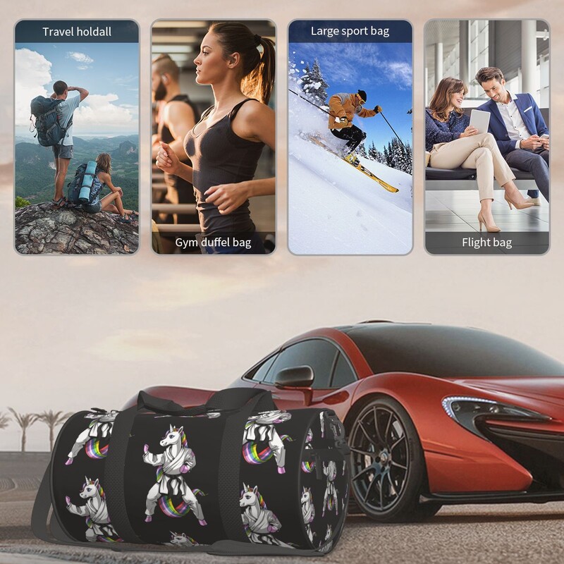Unicorn Karate Genți Sport Arte Marțiale Antrenament Geantă de gimnastică cu pantofi Genți de mână grafice Model de cuplu Geantă de fitness impermeabilă