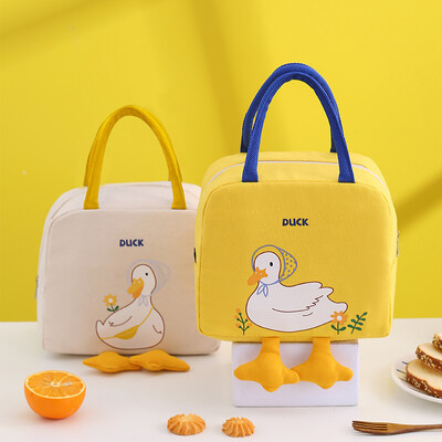 Παιδικές τσάντες μεσημεριανού γεύματος Duck Bento Bag Cartoon Χαριτωμένο κουτί μεσημεριανού γεύματος για γυναίκες μονωτική τσάντα παχύρρευστη χειρός Сумка Женская Sacos Çanta