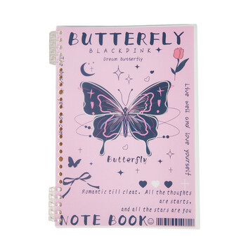 1 PC Sweet Cool Notebook για μαθητή ρετρό αμερικανικό στυλ πεταλούδα κουτάβι Λεύκωμα Οριζόντια εσωτερική σελίδα Σημειωματάριο περιοδικού