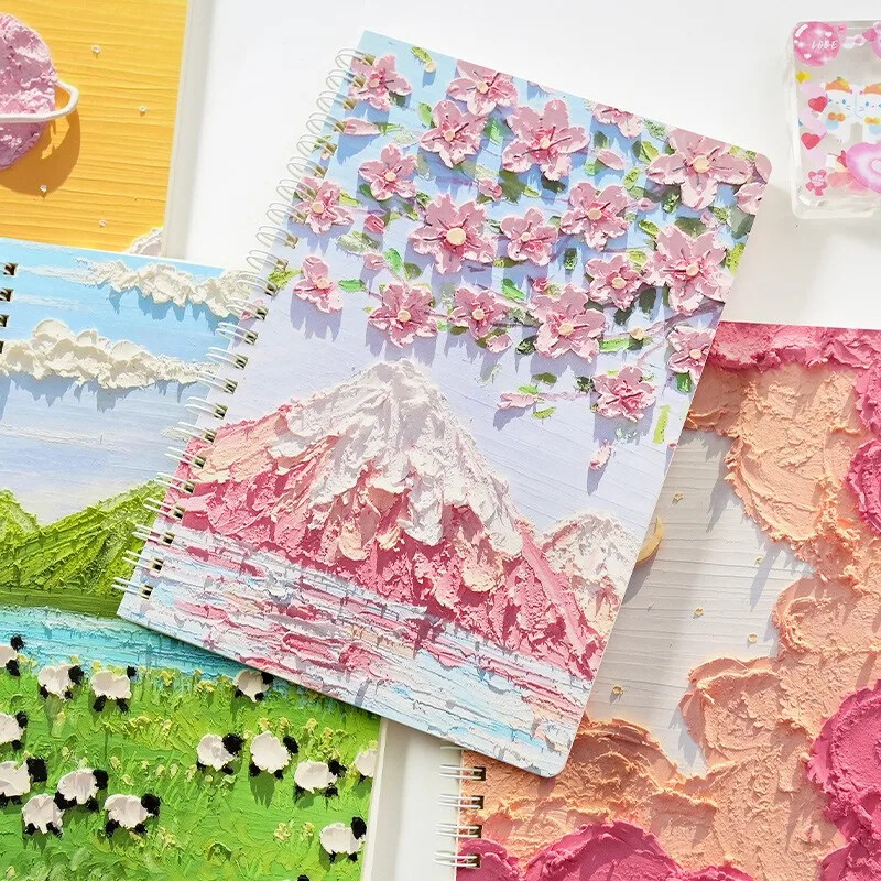 60 lehte A5 õlimaal Märkmikud spiraalvoodriga märkmik Armas multikas Nädalaplaneerija Kirjutamismärkmik Kooli kirjatarbed