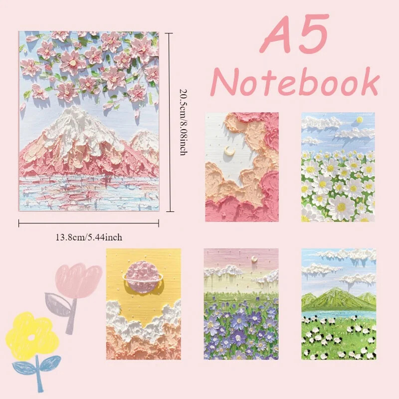 60 lehte A5 õlimaal Märkmikud spiraalvoodriga märkmik Armas multikas Nädalaplaneerija Kirjutamismärkmik Kooli kirjatarbed