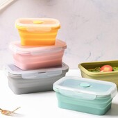 Silikoonist söögikarp, kokkupandav kokkupandav kaanega toidukonteiner, köögi mikrolaineahjus sügavkülmik ja nõudepesumasinas pestav lastele