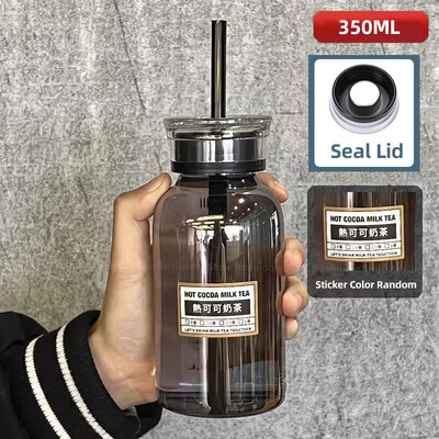 Kawaii läbipaistev klaasist veepudeli aja marker Lastele kooli lekkekindel kuumakindel klaasmahl piim tee jooginõud veetass