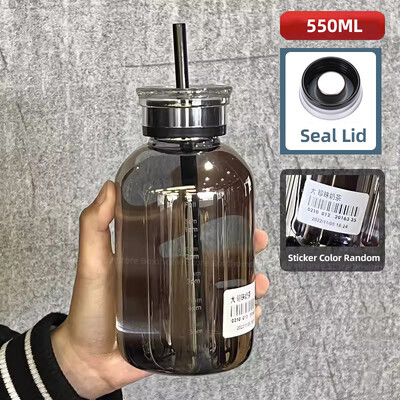 Kawaii läbipaistev klaasist veepudeli aja marker Lastele kooli lekkekindel kuumakindel klaasmahl piim tee jooginõud veetass