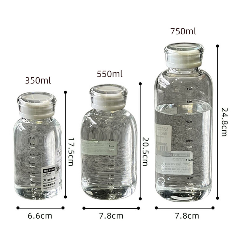 Kawaii läbipaistev klaasist veepudeli aja marker Lastele kooli lekkekindel kuumakindel klaasmahl piim tee jooginõud veetass